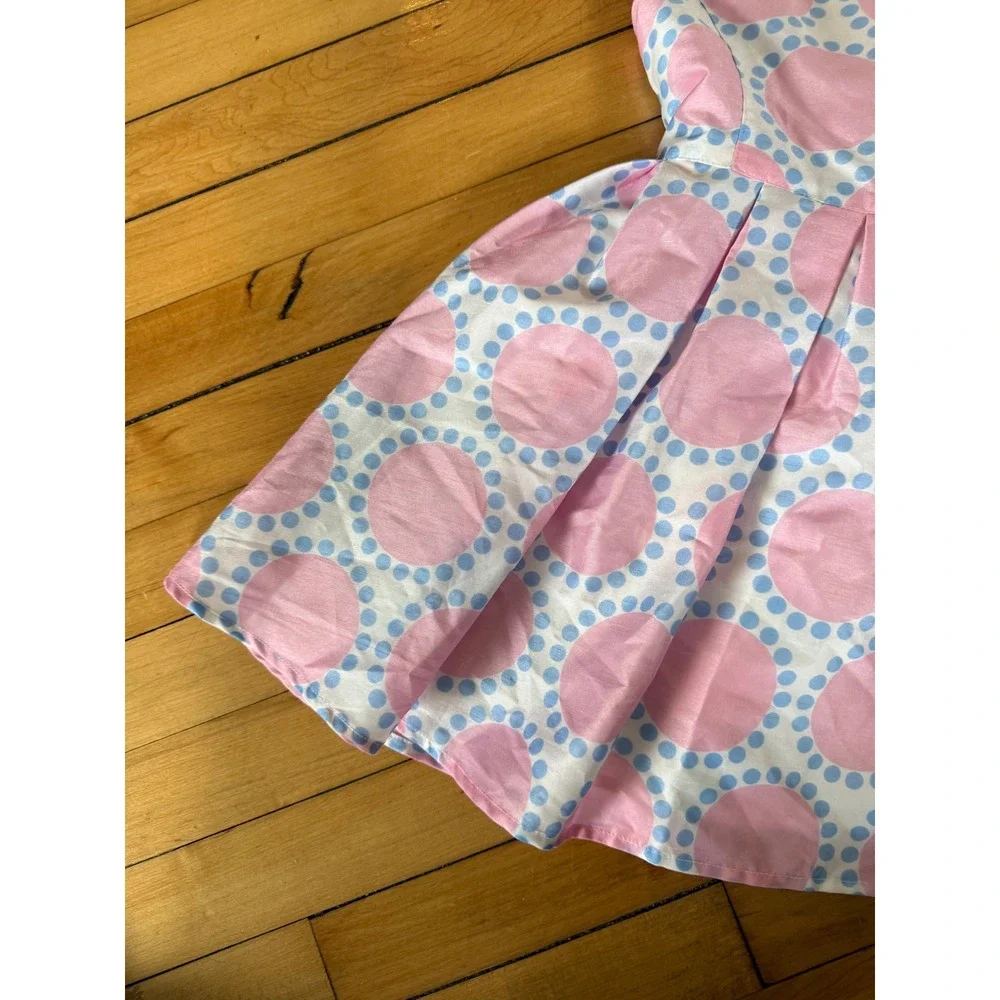 Deesha pink polka dot‎ little girls dress collared party dress